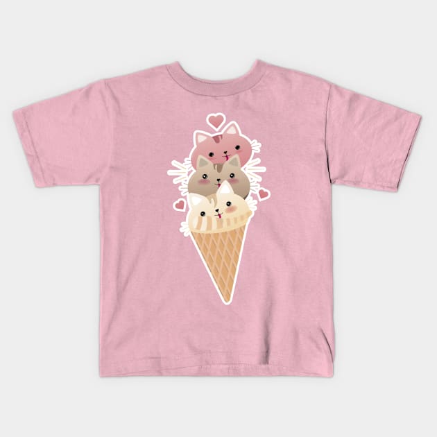 icecream cat Kids T-Shirt by HarlinDesign